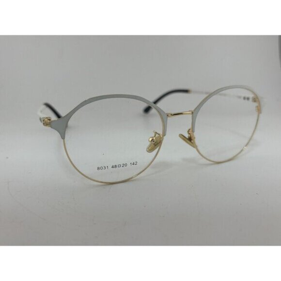 Round Clip-On Model 8031 48-20-142 White & Gold Sunglass / Eyeglass Frames - Picture 3 of 6